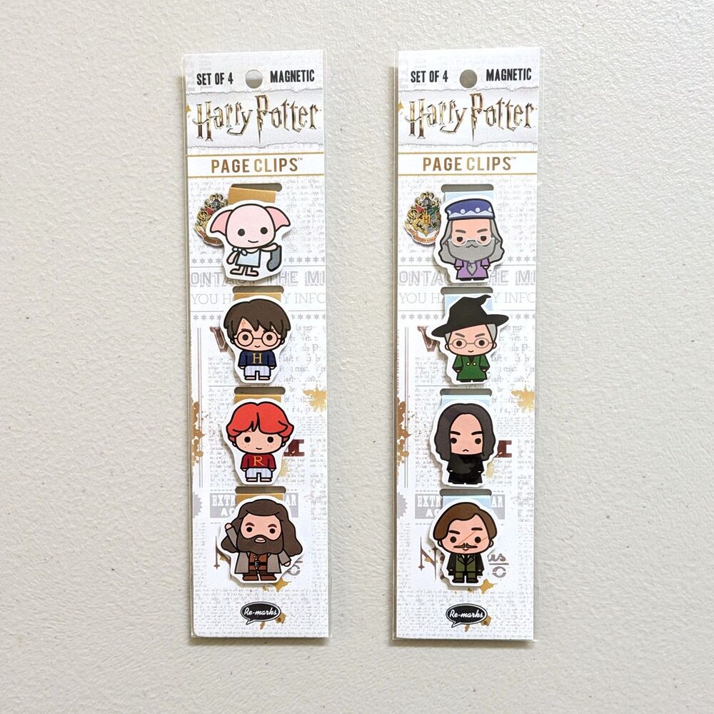 Harry Potter-Hogwarts Magnetic Page Clips - NEW - Set Of 8 Bookmarks! Re-marks